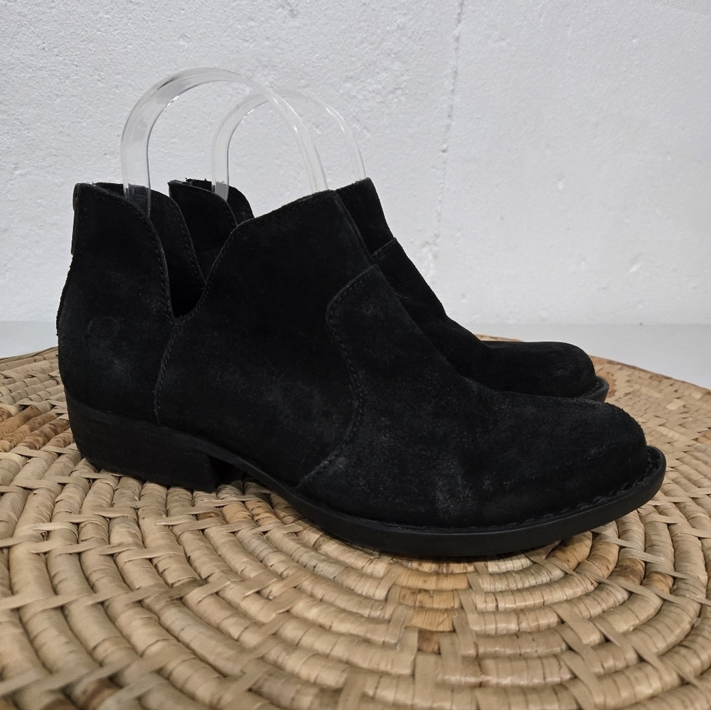 Born Black Oiled Suede Leather Western Ankle Booties 6 - Picture 7 of 7